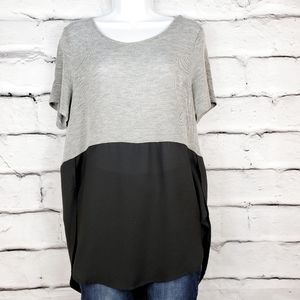 Rue21 Black and Gray Color Block Tunic Tee Sz L